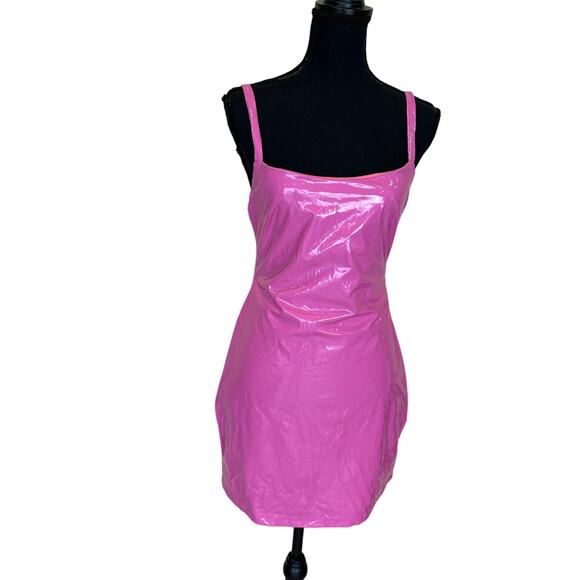 Superdown Pink Faux Leather Mini Dress MEDIUM Bodycon Slip Club Revolve $74 NEW - Picture 6 of 9